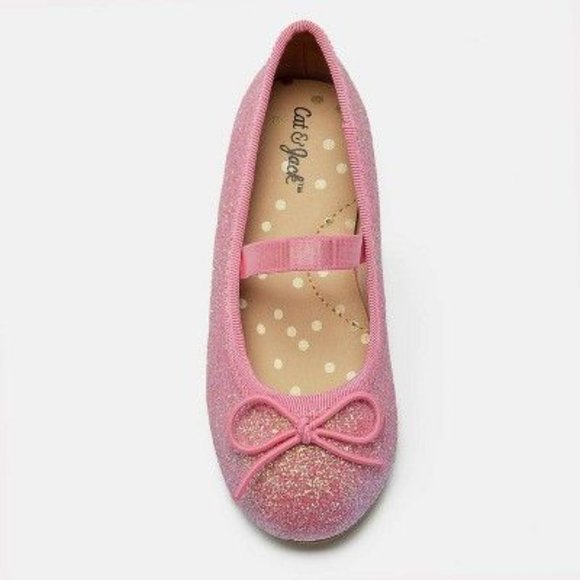 Cat & Jack Shoes Toddler Girls Lily Ballet Flats Pink Glitter Flat